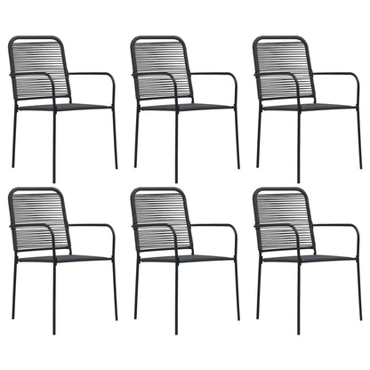 Garden Dining Set | Black | Powder-coated steel, glass, cotton rope