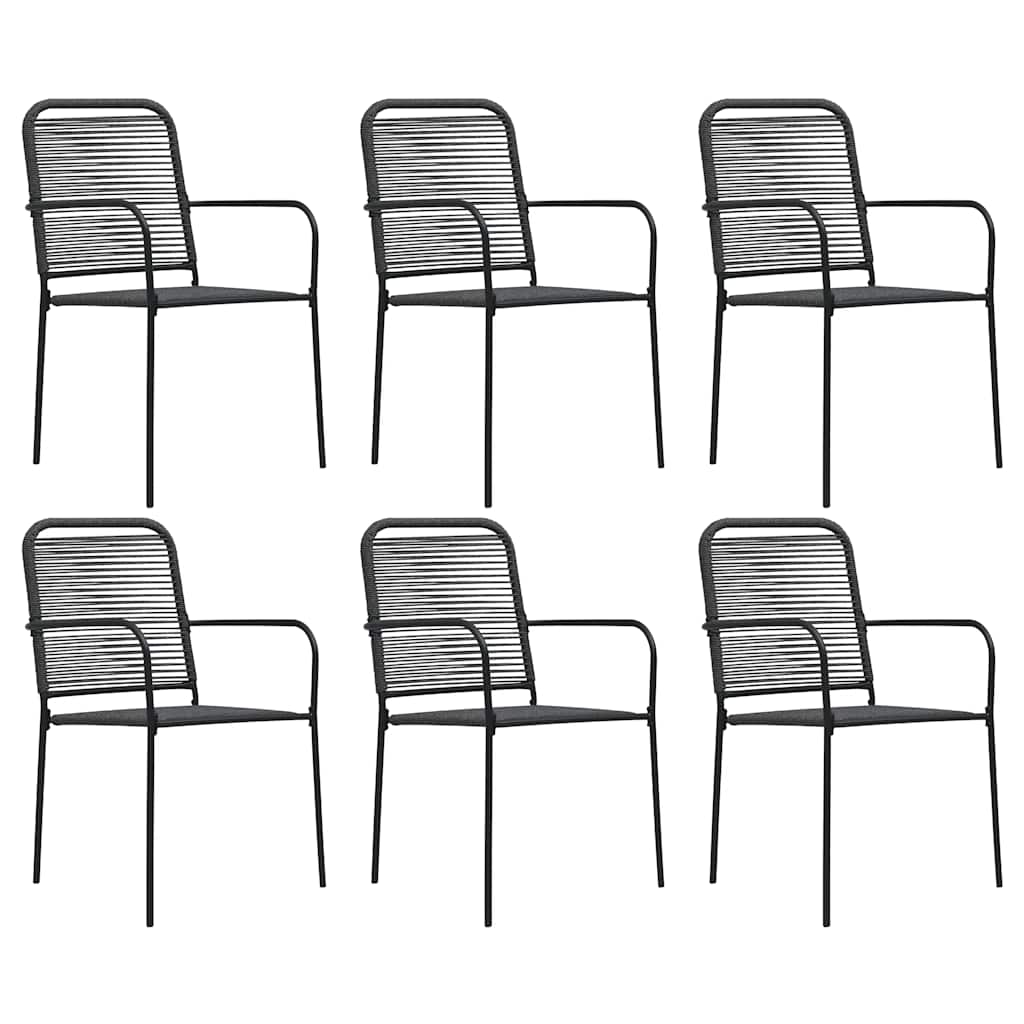 7 Piece Garden Dining Set Black Glass and Steel