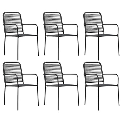 7 Piece Garden Dining Set Black Glass and Steel