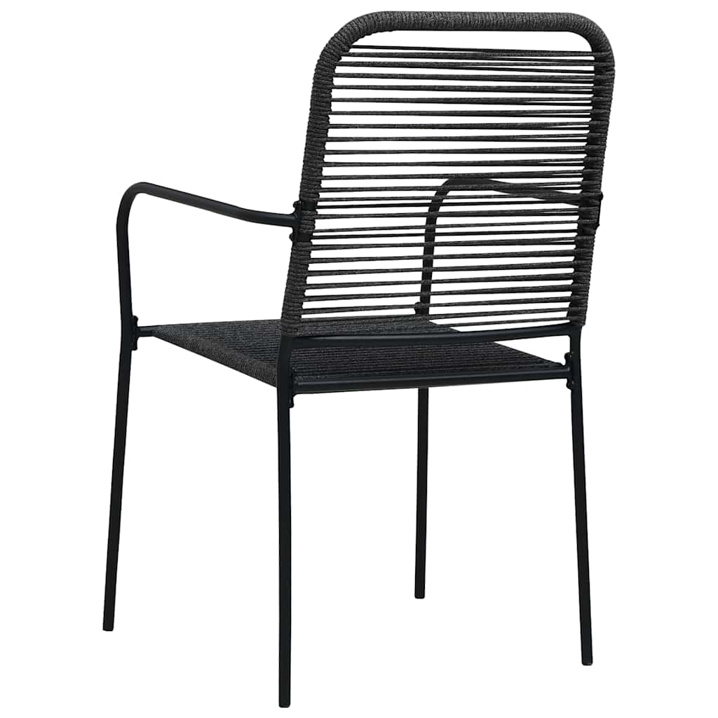 7 Piece Garden Dining Set Black Glass and Steel