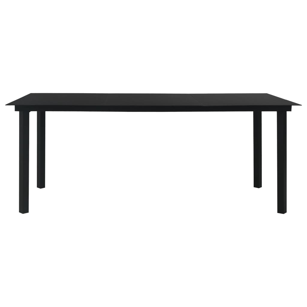 Garden Dining Set | Black | Powder-coated steel, glass, cotton rope