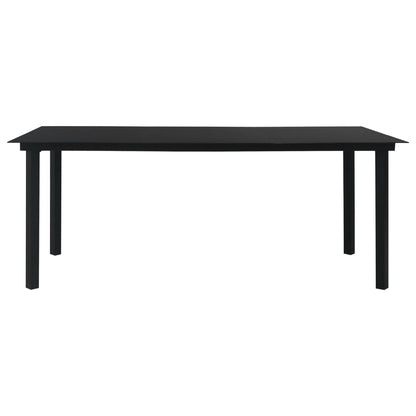 Garden Dining Set | Black | Powder-coated steel, glass, cotton rope