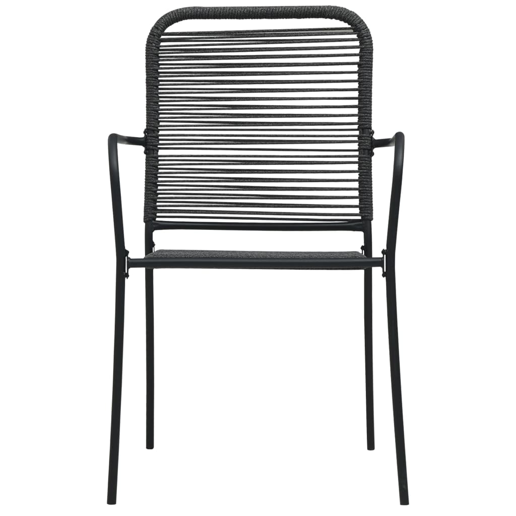 Garden Dining Set | Black | Powder-coated steel, glass, cotton rope