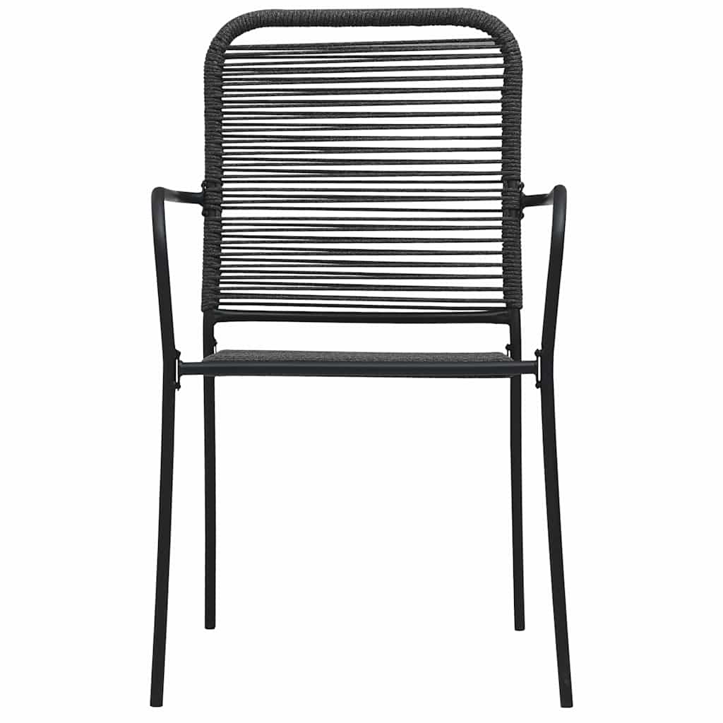 7 Piece Garden Dining Set Black Glass and Steel