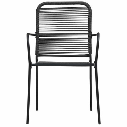 7 Piece Garden Dining Set Black Glass and Steel