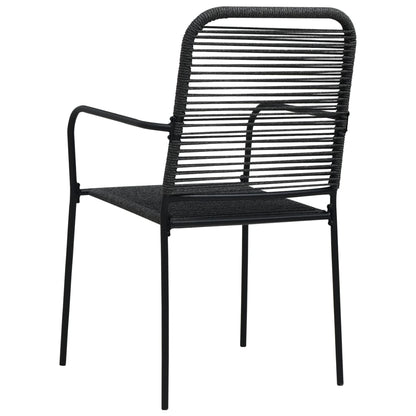 Garden Dining Set | Black | Powder-coated steel, glass, cotton rope