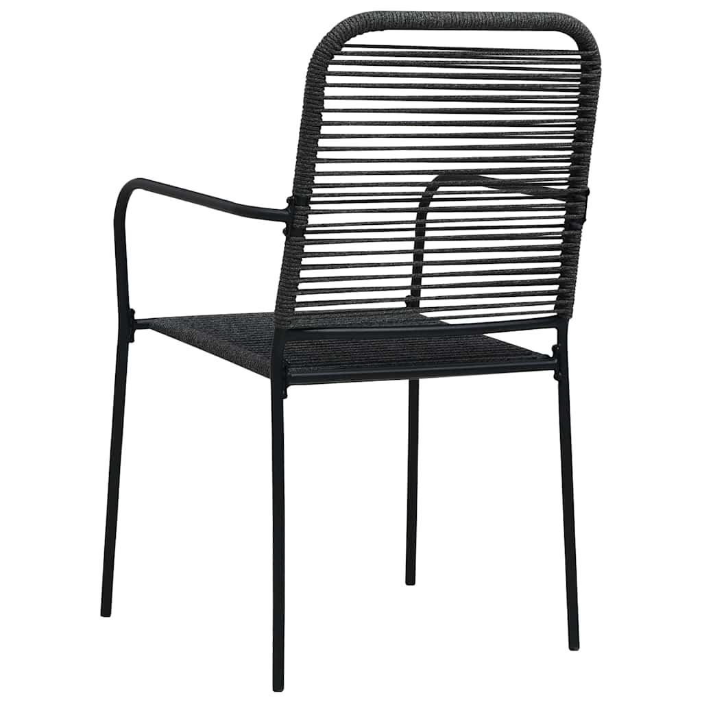 7 Piece Garden Dining Set Black Glass and Steel