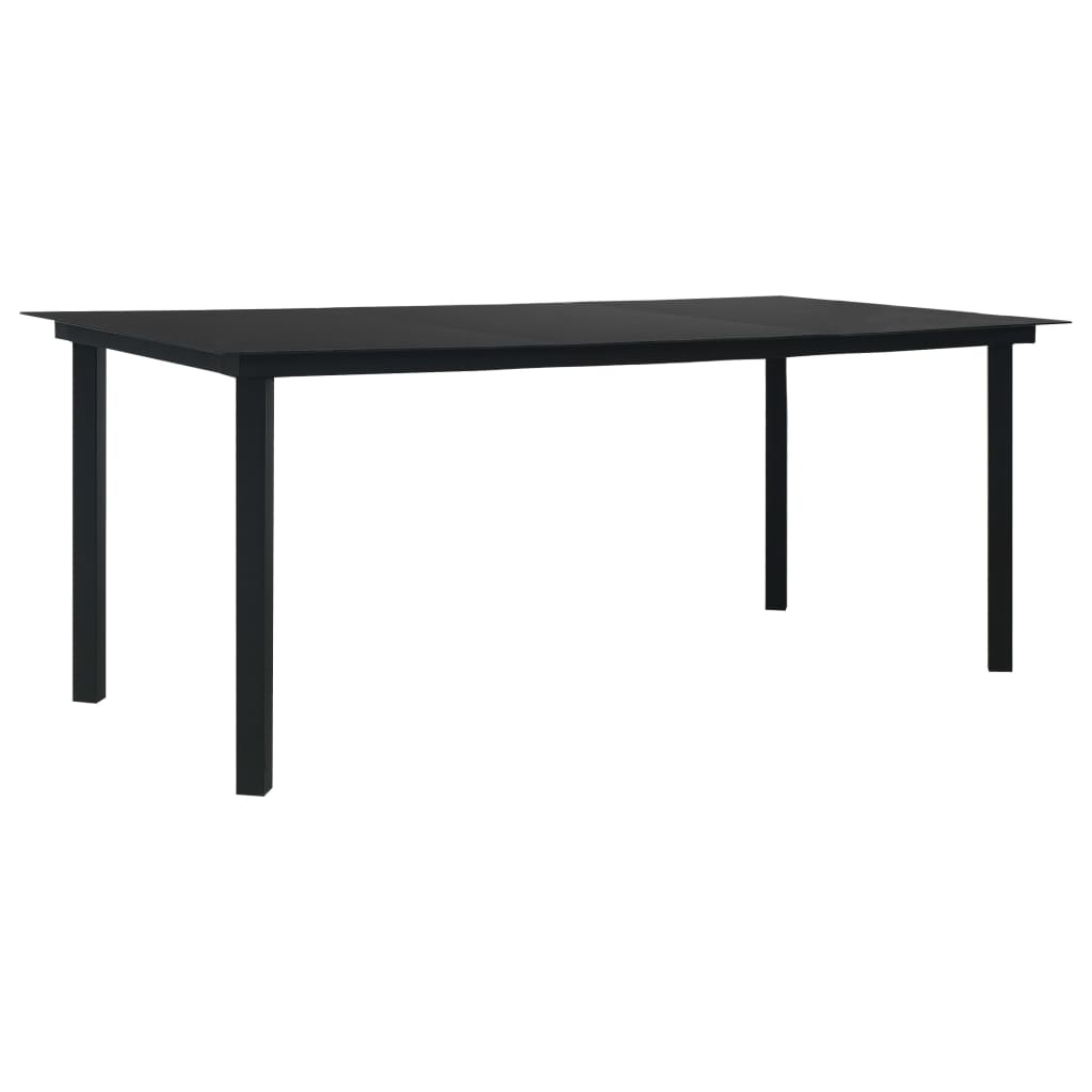 Garden Dining Set | Black | Powder-coated steel, glass, cotton rope