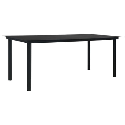 Garden Dining Set | Black | Powder-coated steel, glass, cotton rope