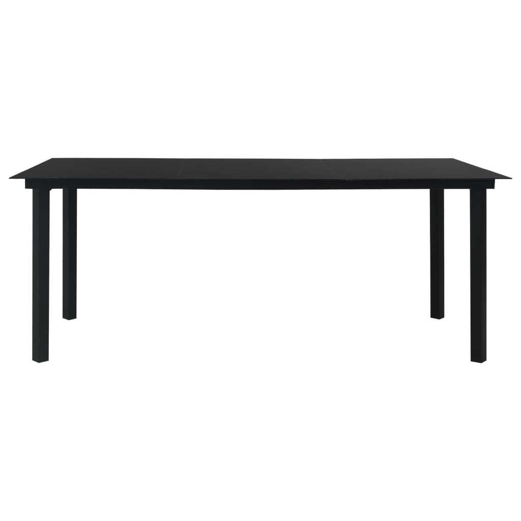 Garden Dining Set | Black | Powder-coated steel, glass, cotton rope
