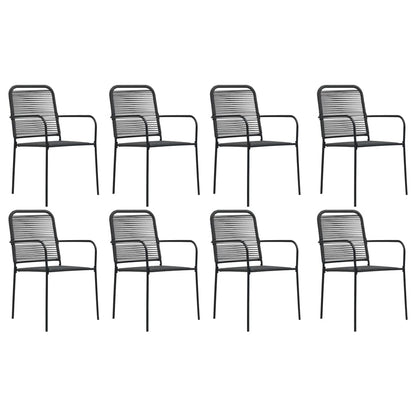 Garden Dining Set | Black | Powder-coated steel, glass, cotton rope