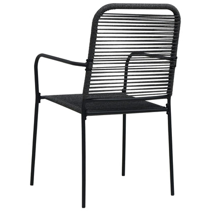 Garden Dining Set | Black | Powder-coated steel, glass, cotton rope