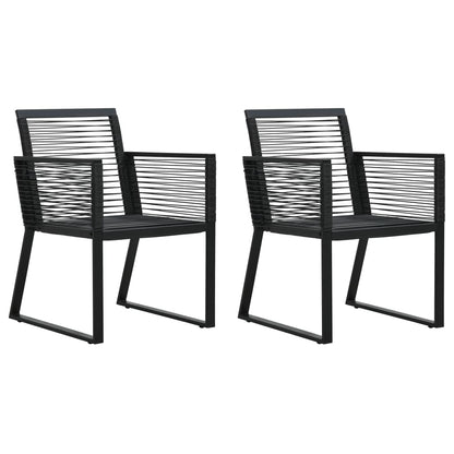 Dining Set | Black | PVC rattan, powder-coated steel, glass | 3-piece set