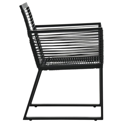 Dining Set | Black | PVC rattan, powder-coated steel, glass | 3-piece set