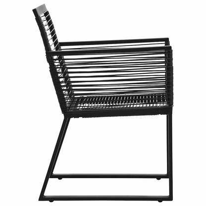 3 Piece Outdoor Dining Set PVC Rattan Black