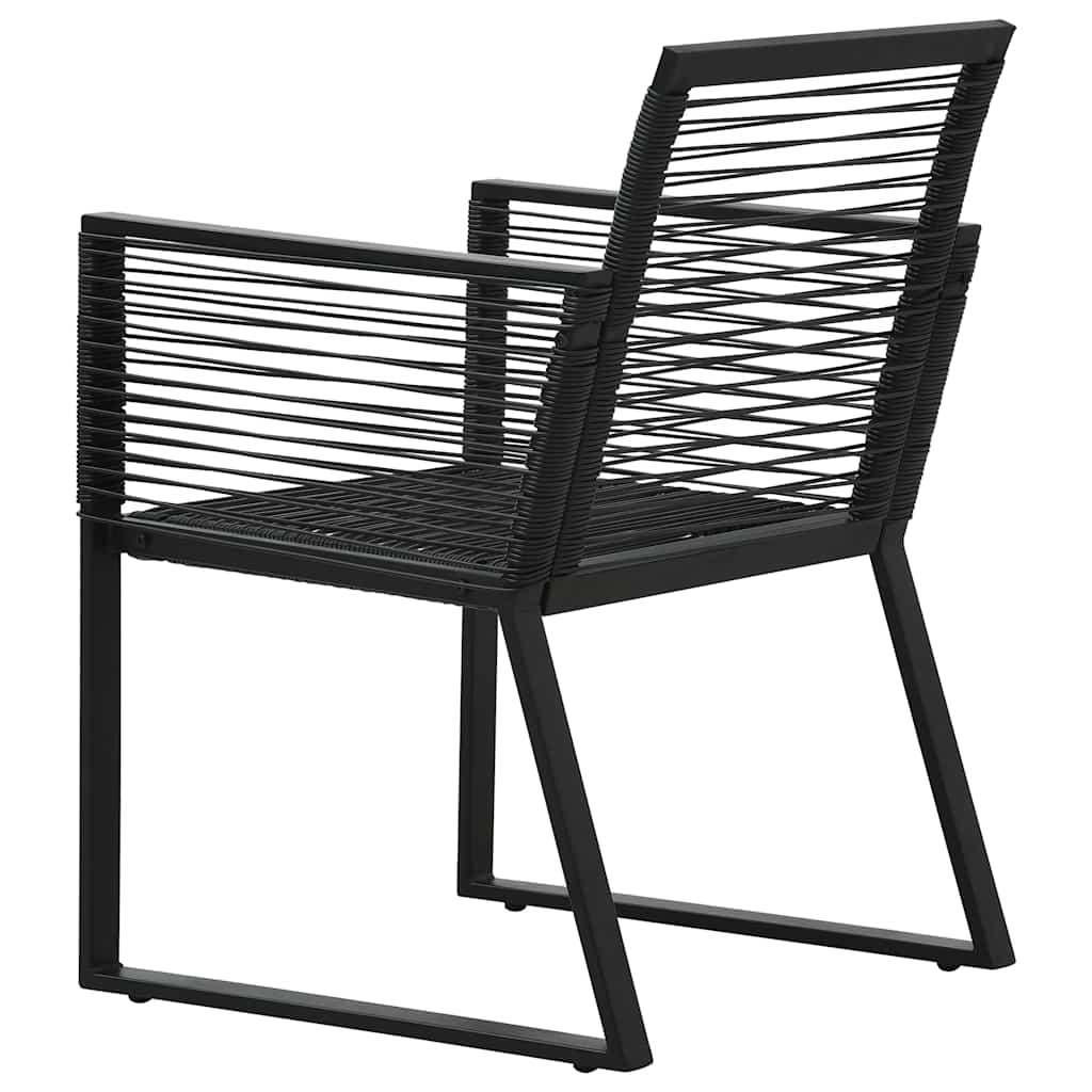 3 Piece Outdoor Dining Set PVC Rattan Black