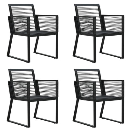 5 Piece Outdoor Dining Set PVC Rattan Black