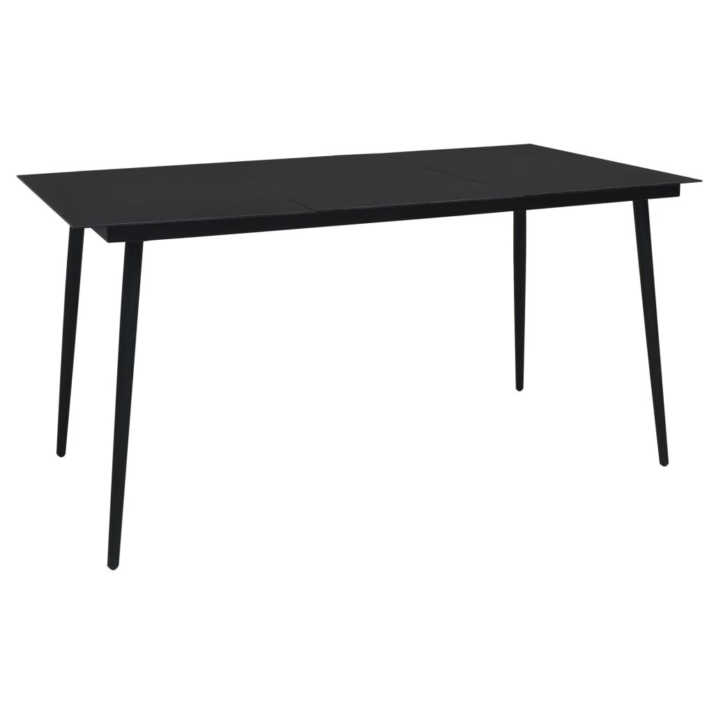 Dining Set | Black | PVC rattan, powder-coated steel, glass | Set