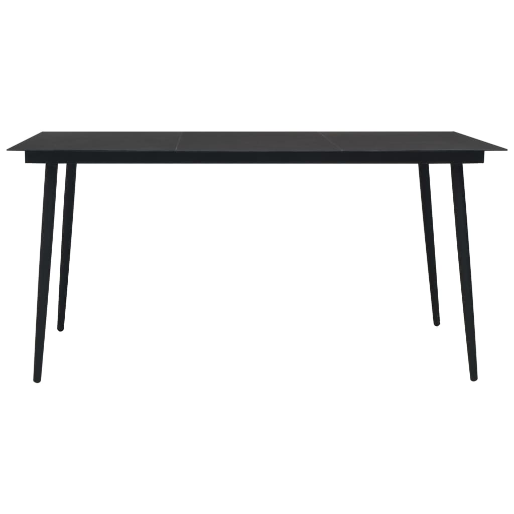 Dining Set | Black | PVC rattan, powder-coated steel, glass | Set