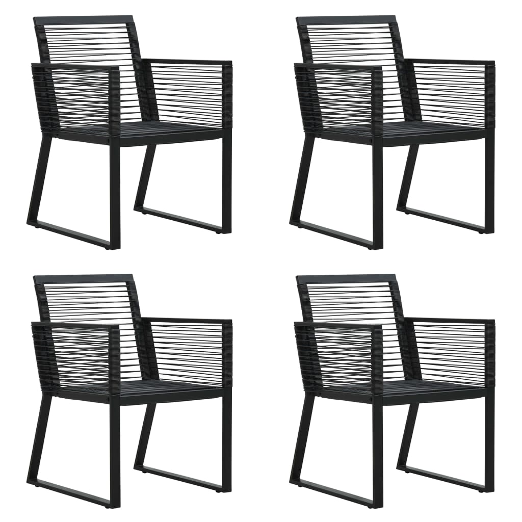 Dining Set | Black | PVC rattan, powder-coated steel, glass | Set