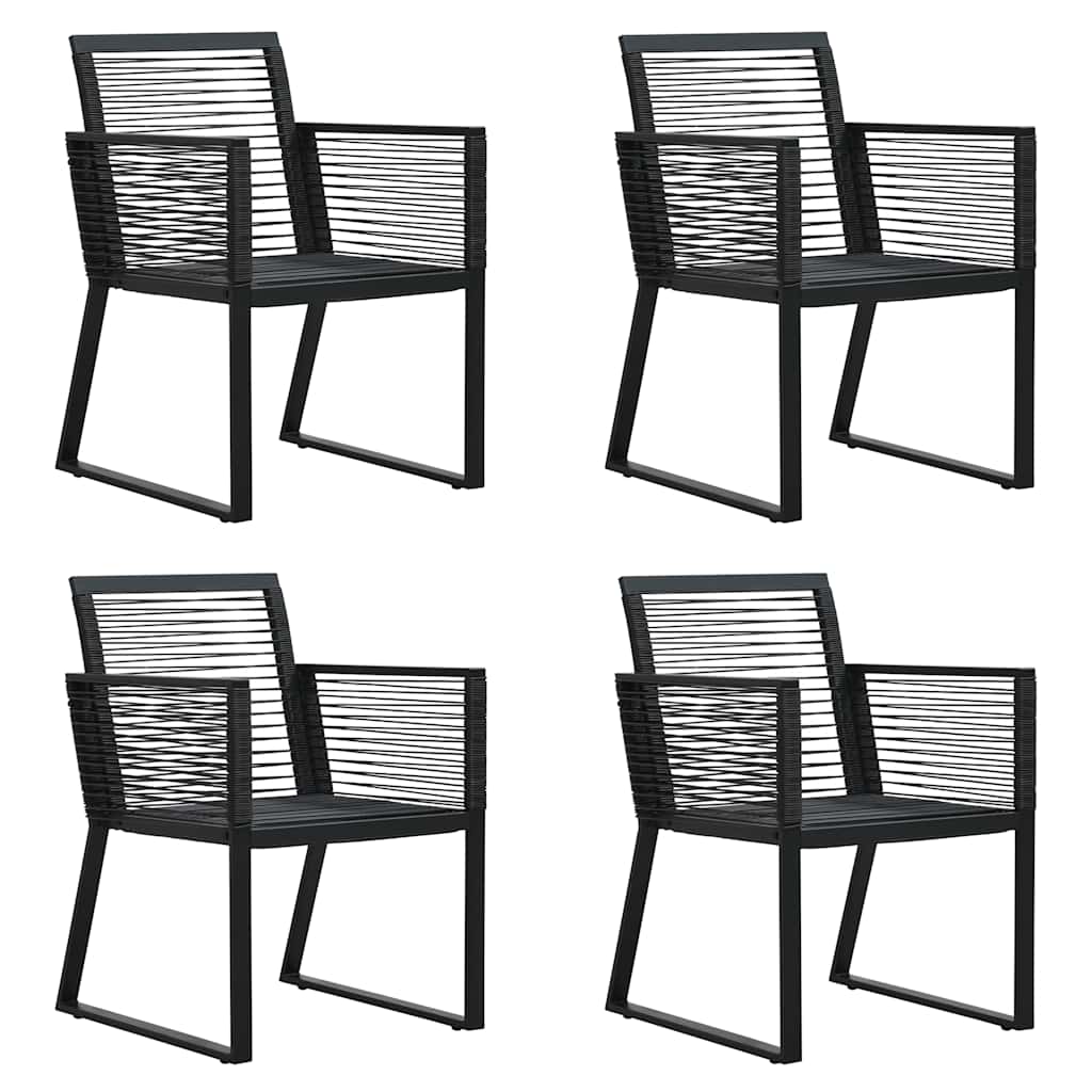 5 Piece Outdoor Dining Set PVC Rattan Black