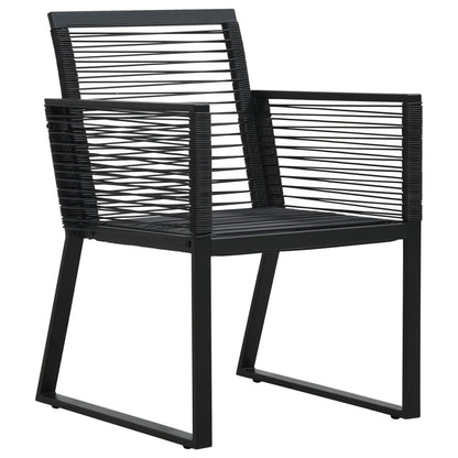 Dining Set | Black | PVC rattan, powder-coated steel, glass | Set
