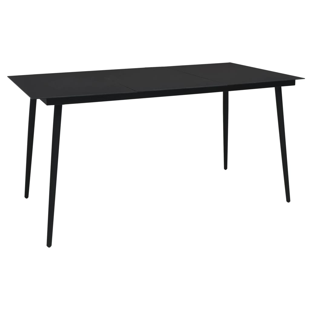 Dining Set | Black | PVC rattan, powder-coated steel, glass