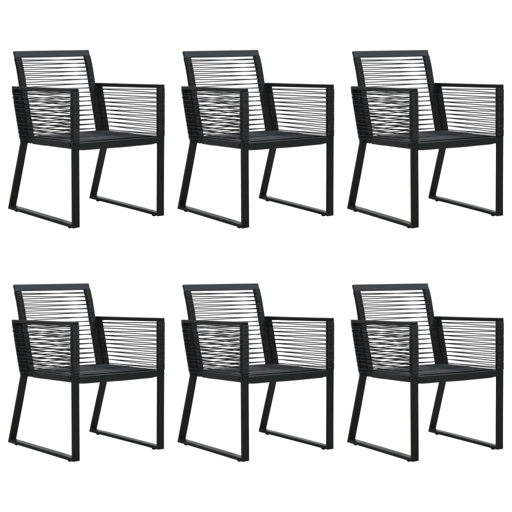 Dining Set | Black | PVC rattan, powder-coated steel, glass