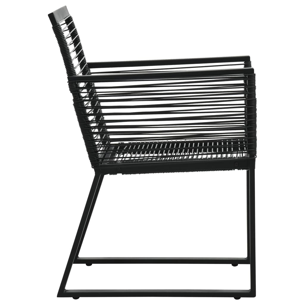 Dining Set | Black | PVC rattan, powder-coated steel, glass