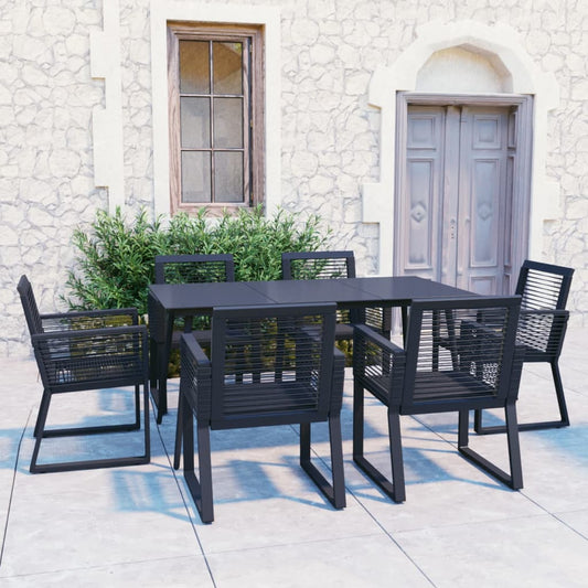 Dining Set | Black | PVC rattan, powder-coated steel, glass