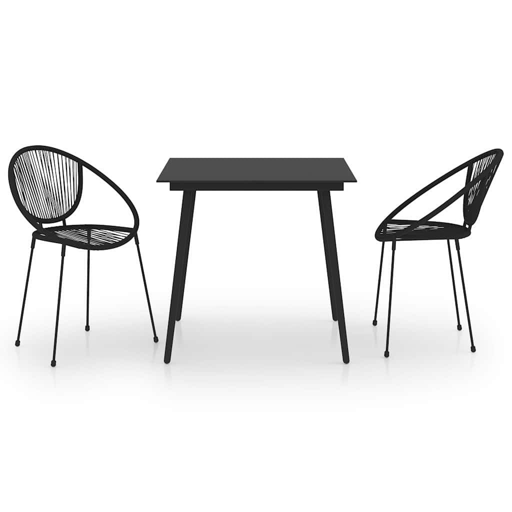 3 Piece Outdoor Dining Set PVC Rattan Black