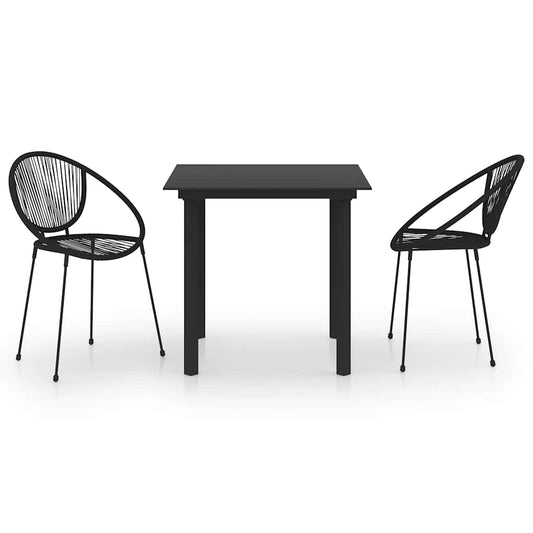 3 Piece Outdoor Dining Set PVC Rattan Black