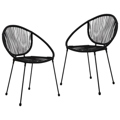 Dining Set | Black | PVC rattan, powder-coated steel, glass | 3-piece