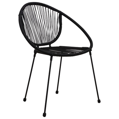 Dining Set | Black | PVC rattan, powder-coated steel, glass | 3-piece