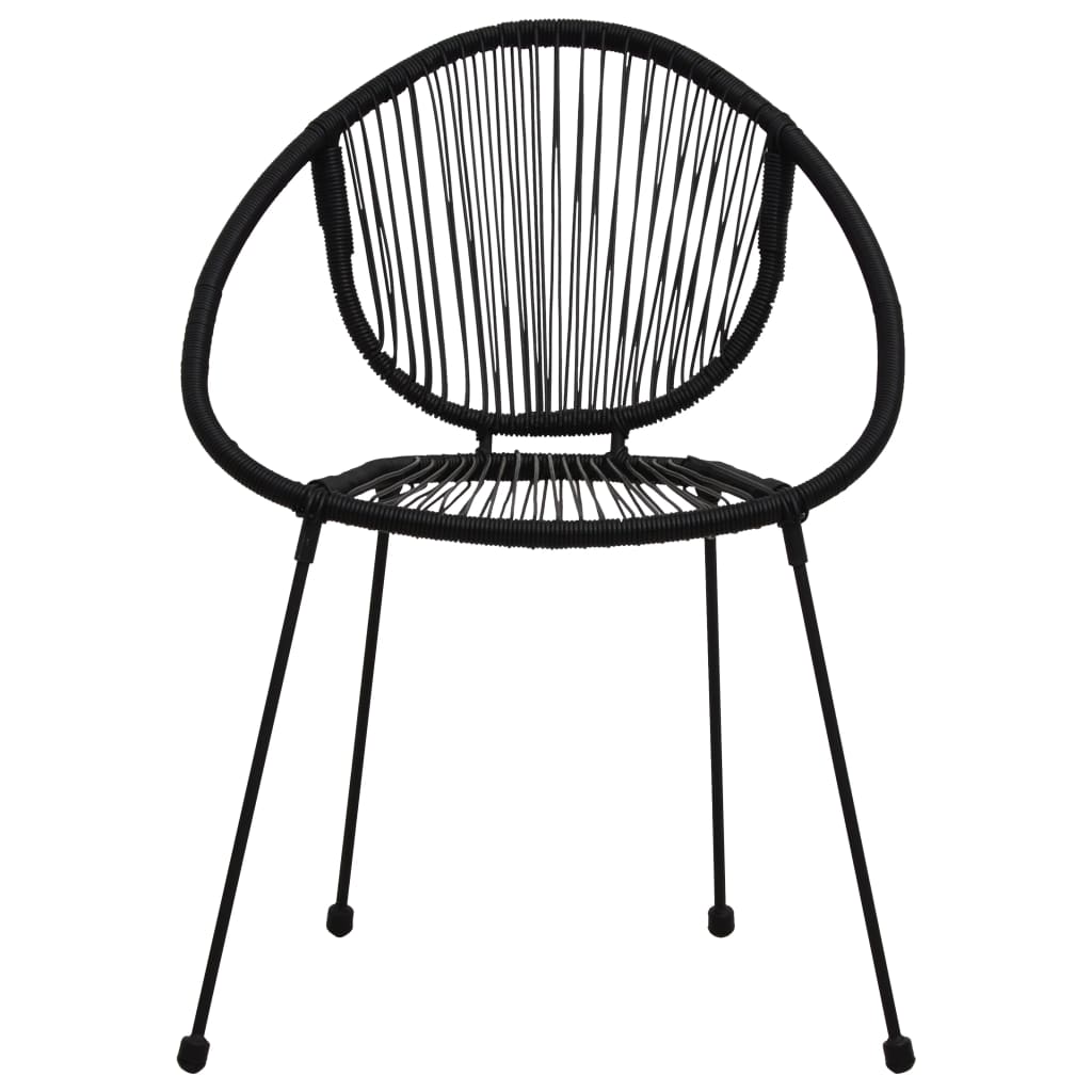 Dining Set | Black | PVC rattan, powder-coated steel, glass | 3-piece