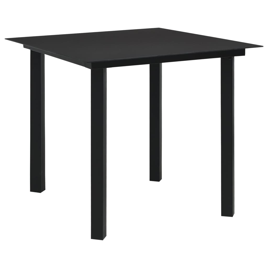 Dining Set | Black | PVC rattan, powder-coated steel, glass | 3-piece