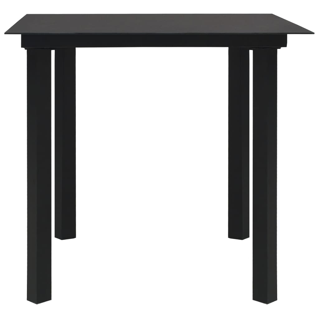 Dining Set | Black | PVC rattan, powder-coated steel, glass | 3-piece