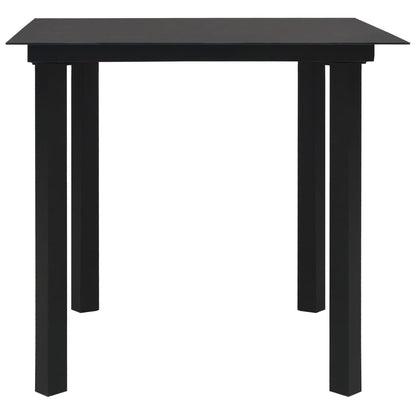 Dining Set | Black | PVC rattan, powder-coated steel, glass | 3-piece