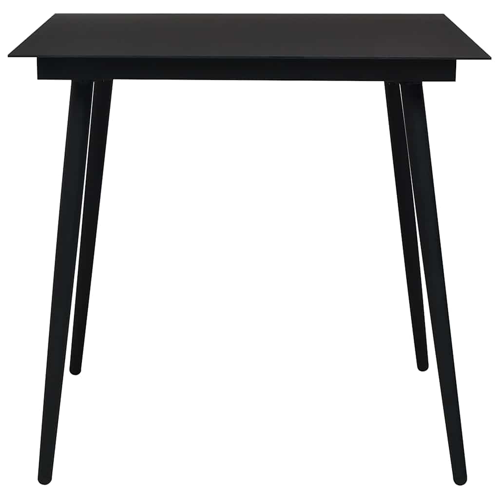 Dining Set | Oak and Black | Poly Rattan, Powder-Coated Steel, Glass
