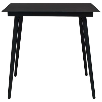 Dining Set | Oak and Black | Poly Rattan, Powder-Coated Steel, Glass