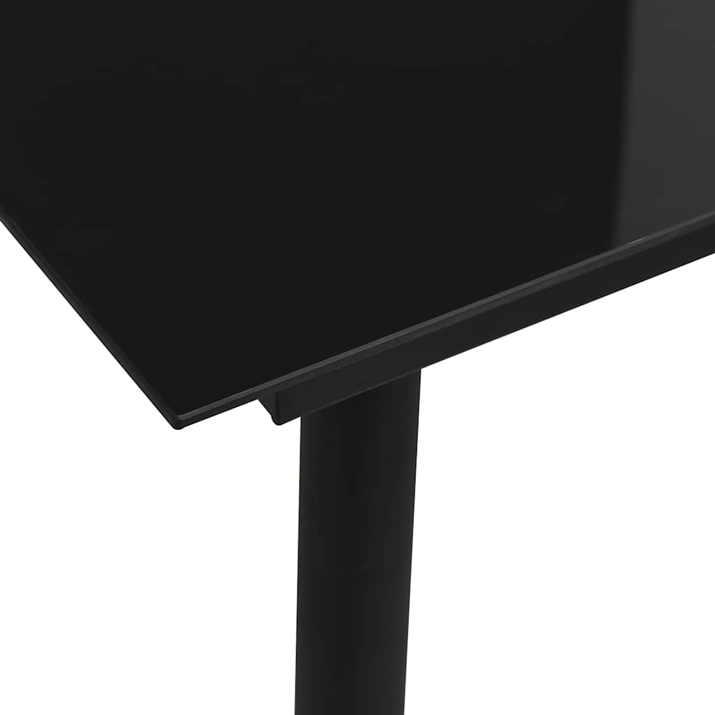 Dining Set | Oak and Black | Poly Rattan, Powder-Coated Steel, Glass