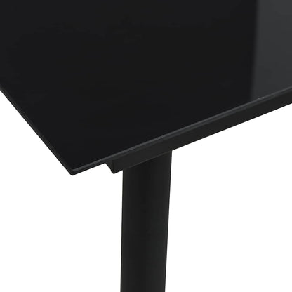 Dining Set | Oak and Black | Poly Rattan, Powder-Coated Steel, Glass