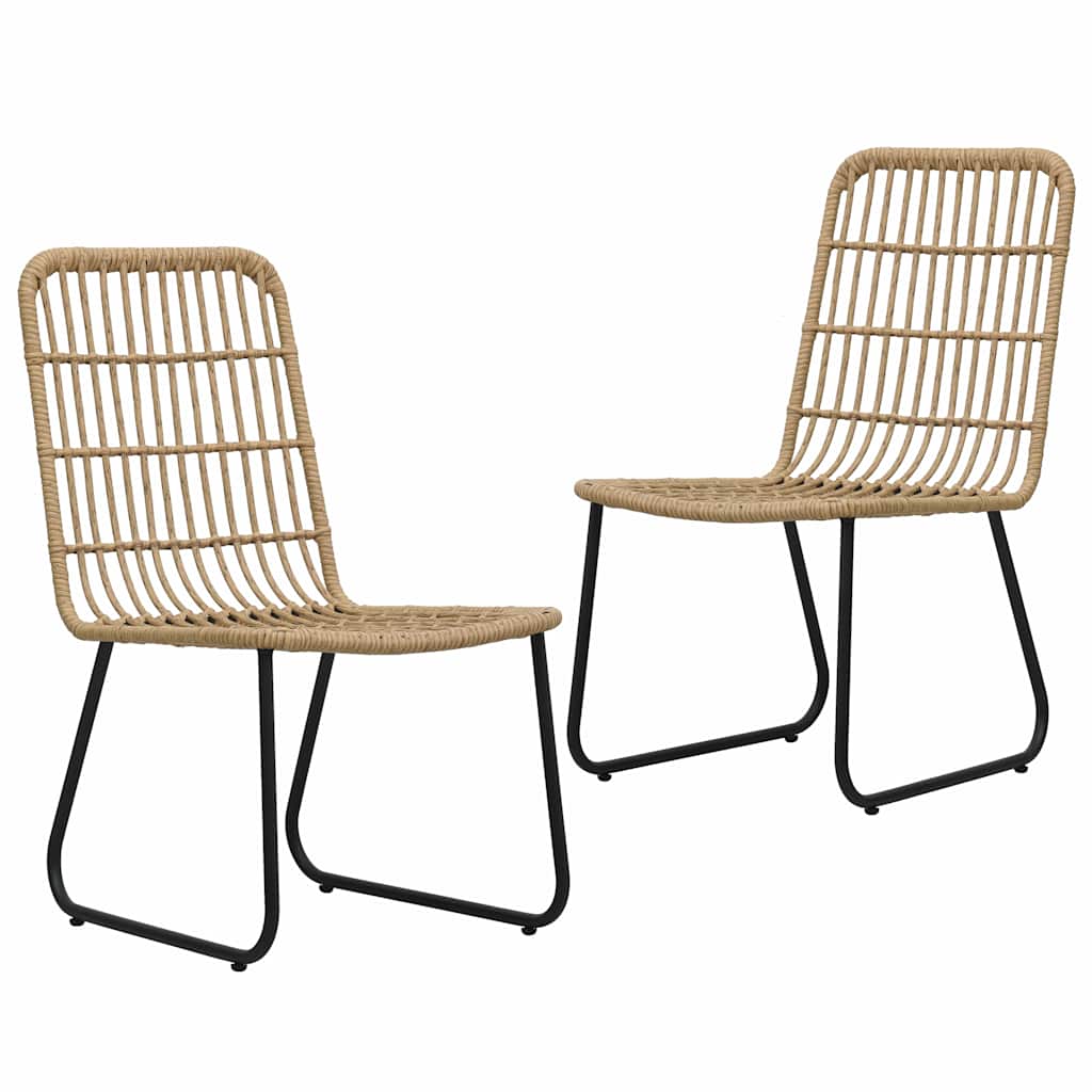 Dining Set | Oak and Black | Poly Rattan, Powder-Coated Steel, Glass