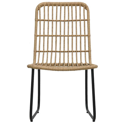 Dining Set | Oak and Black | Poly Rattan, Powder-Coated Steel, Glass