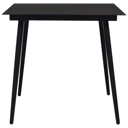 Dining Set | Oak and Black | Poly rattan, powder-coated steel, glass