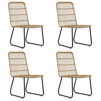 Dining Set | Oak and Black | Poly Rattan, Powder-Coated Steel, Glass