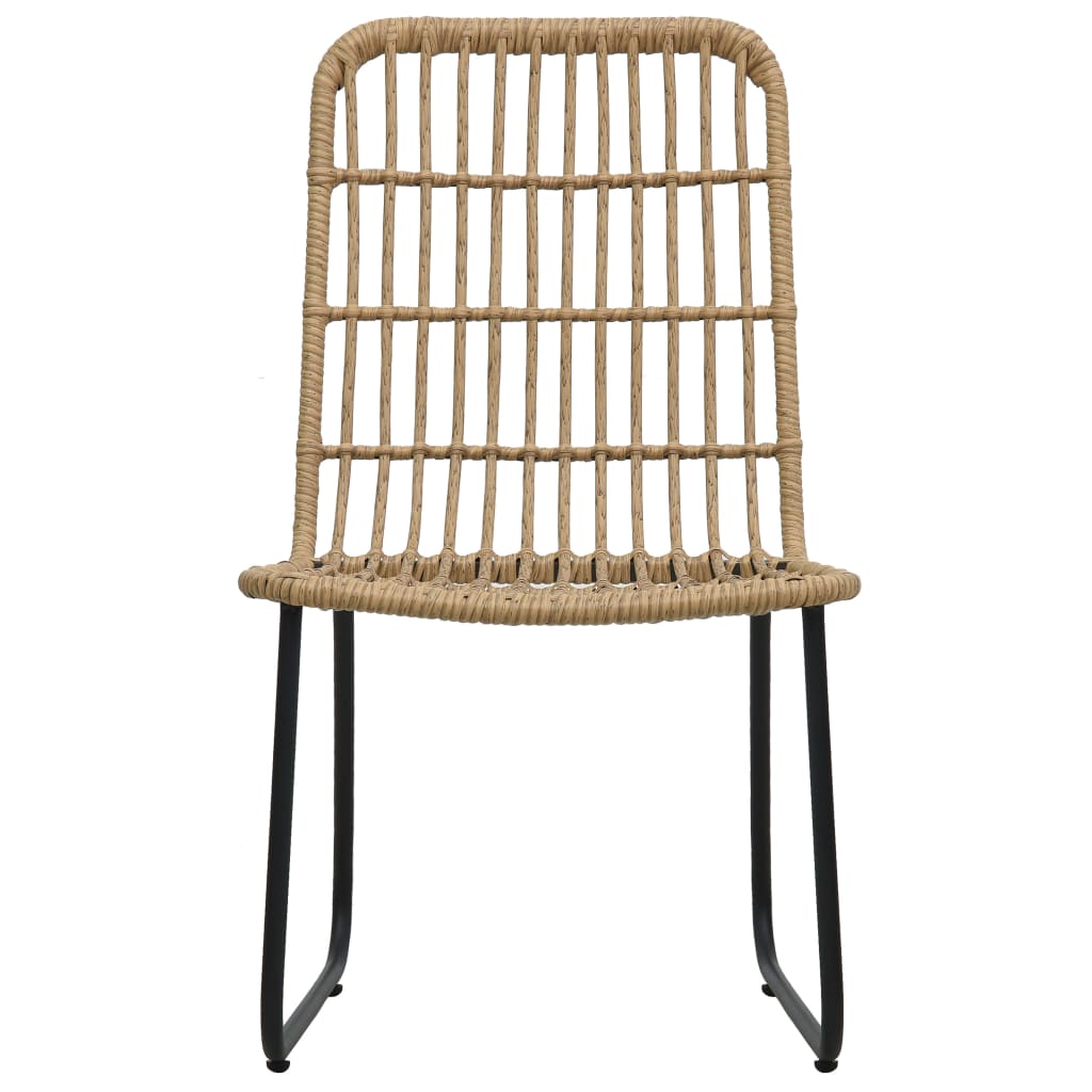 Dining Set | Oak and Black | Poly Rattan, Powder-Coated Steel, Glass