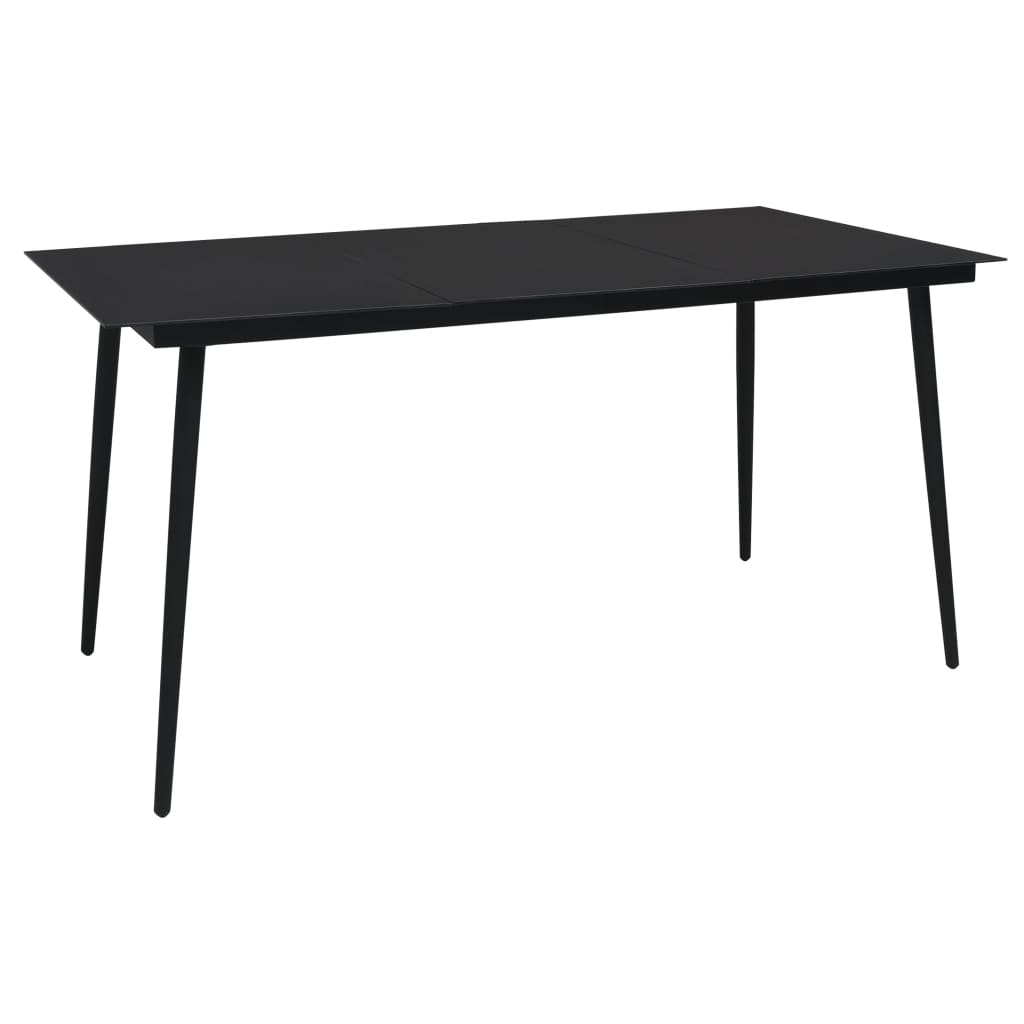 Dining Set | Oak and black | Poly rattan, powder-coated steel, glass