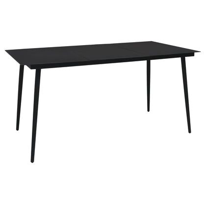 Dining Set | Oak and black | Poly rattan, powder-coated steel, glass