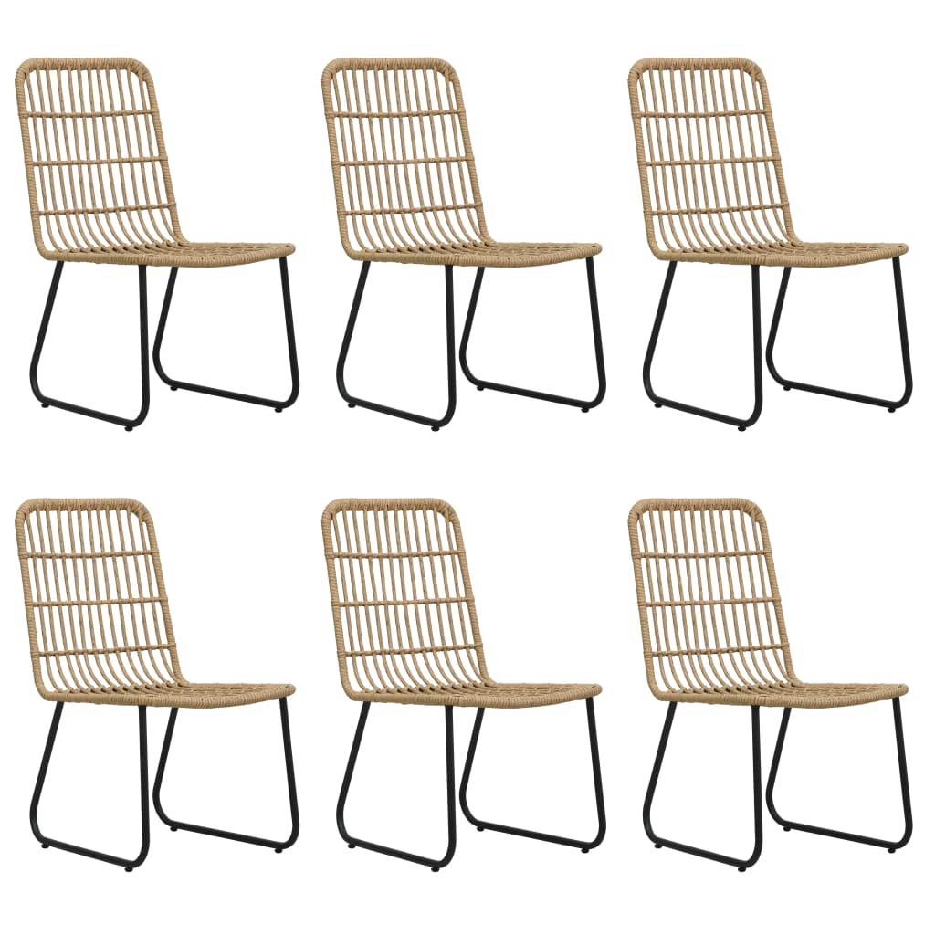 Dining Set | Oak and black | Poly rattan, powder-coated steel, glass